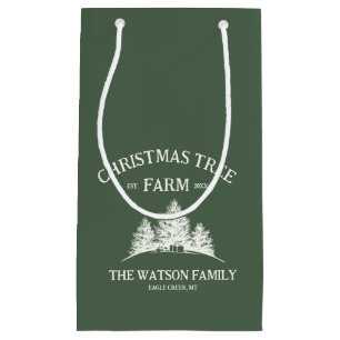 Custom Family Name Christmas Tree Farm Retro Small Gift Bag