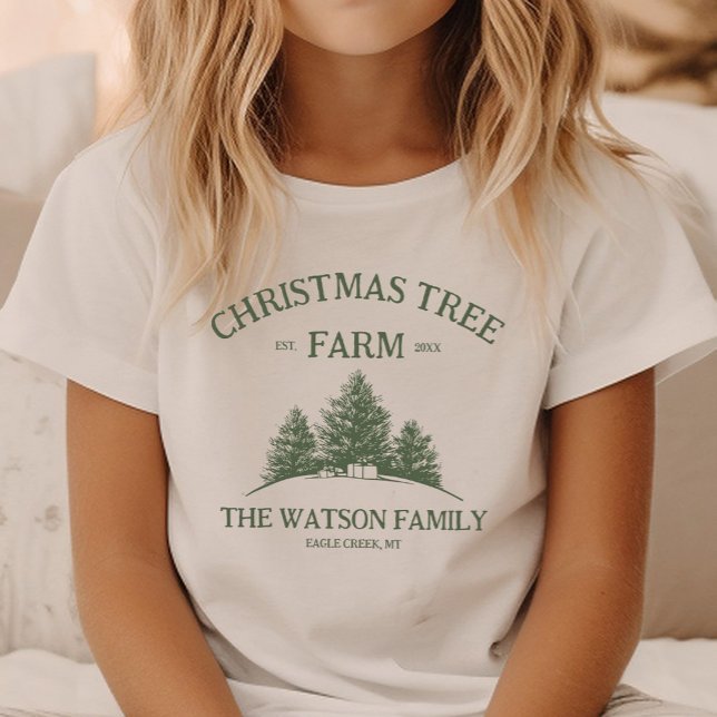 Custom Family Name Christmas Tree Farm Retro T-Shirt (Creator Uploaded)