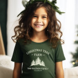 Custom Family Name Christmas Tree Farm Retro T-Shirt<br><div class="desc">Deck the kids out in holiday cheer with this cute t-shirt! Featuring your family name and a retro Christmas tree farm design in sage green,  it's perfect for festive family fun and seasonal style.</div>