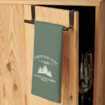Custom Family Name Christmas Tree Farm Retro Tea Towel<br><div class="desc">Add a festive flair to your kitchen with this custom holiday towel! Featuring your family name and a retro Christmas tree farm design in sage green,  it's perfect for holiday cooking and cosying up your space.</div>