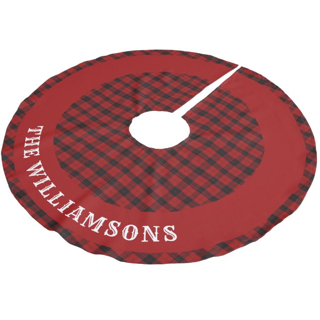 custom family name christmas tree skirt (Angled)