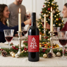 Custom Family Name Christmas Wine Label 