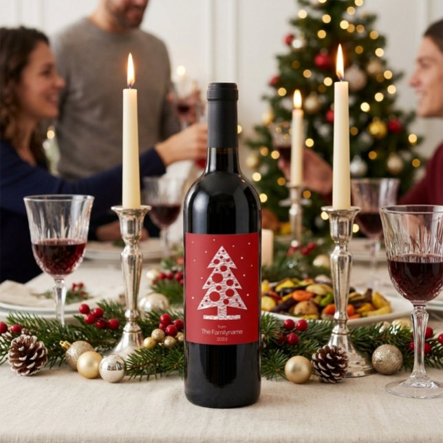 Custom Family Name Christmas Wine Label  (Creator Uploaded)