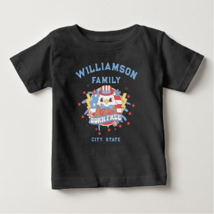 Custom Family Name City State Location Born Free Baby T-Shirt