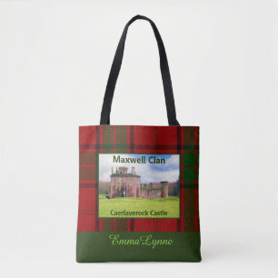 Custom Family Name Clan Maxwell Tartan & Castle Tote Bag