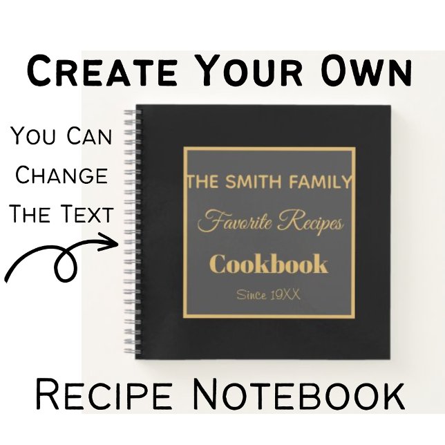 Custom Family Name Cookbook BLACK Recipe Notebook (Creator Uploaded)