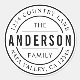 Custom Family Name Create Your Own Return Addres Classic Round Sticker