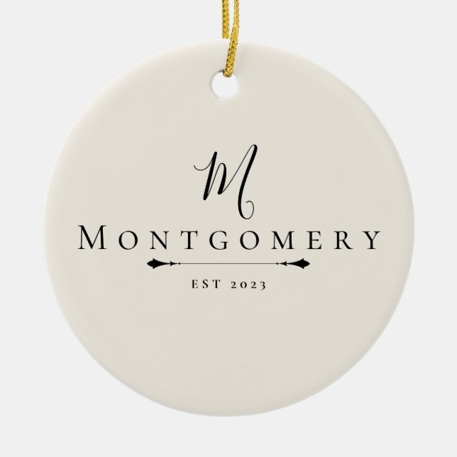 Custom Family Name & Est. Year  Gift Ceramic Tree Decoration (Front)