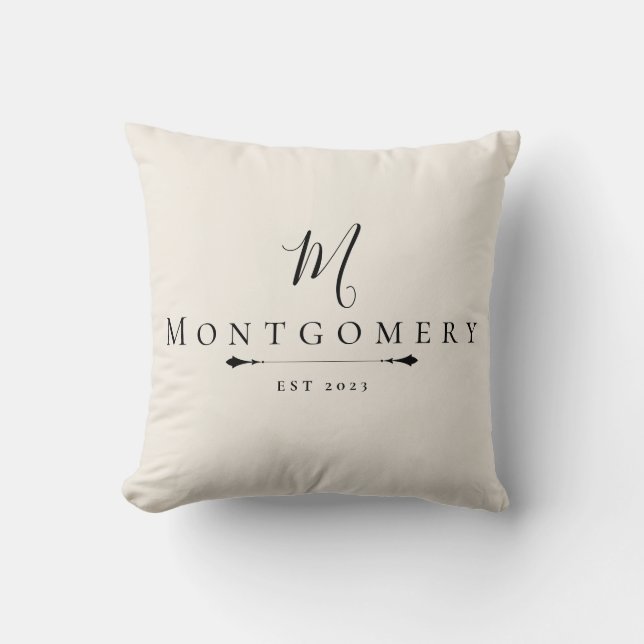 Custom Family Name & Est. Year Throw Pillow Gift (Front)