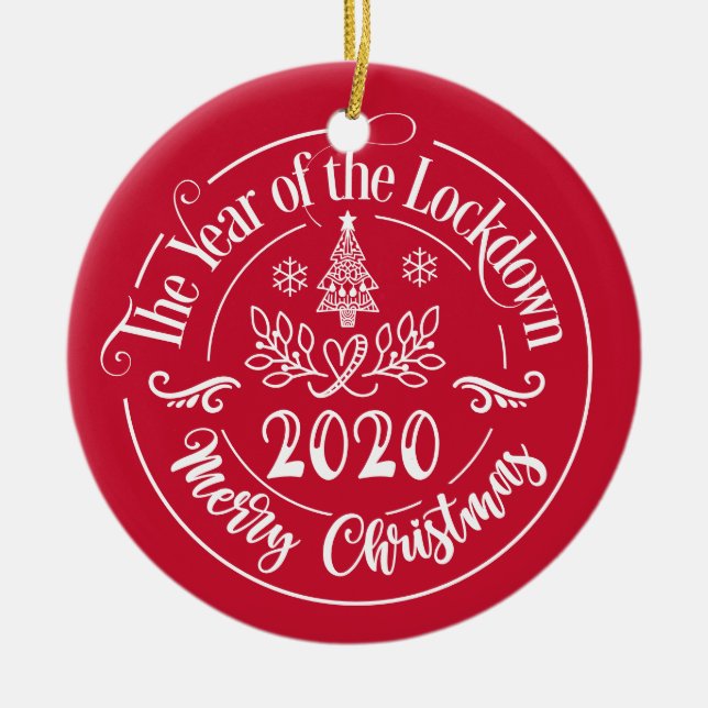 Custom Family Name Funny 2020 Christmas Holiday Ceramic Tree Decoration (Front)