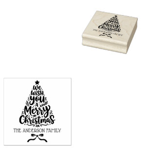 Custom Family Name Holiday Christmas Tree Stamp