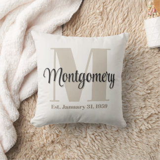 Custom Family Name Initial Established Gift Idea  Cushion