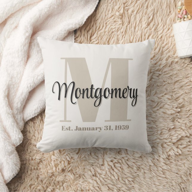 Custom Family Name Initial Established Gift Idea  Cushion (Blanket)