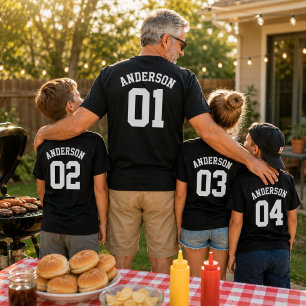 Custom Family Name Kids Grandpa Jersey T-Shirt