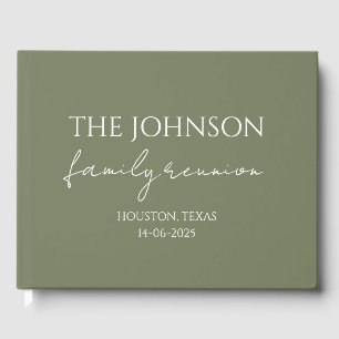  Custom Family Name Memory green Family Reunion  Guest Book