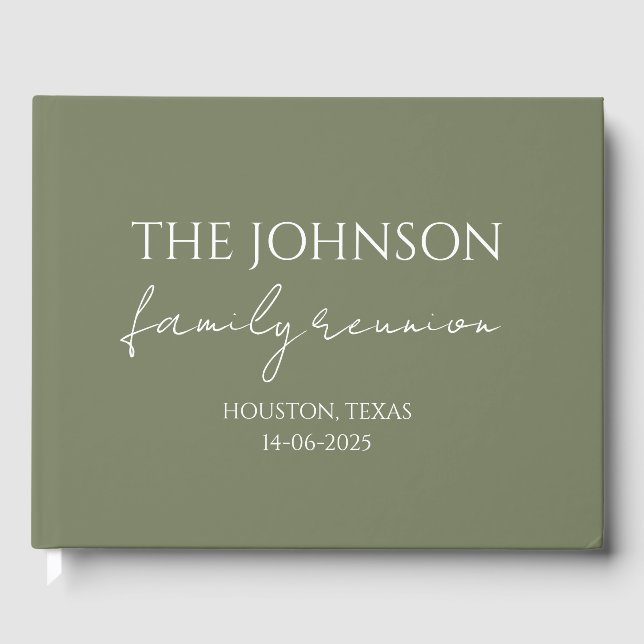  Custom Family Name Memory green Family Reunion  Guest Book (Front)