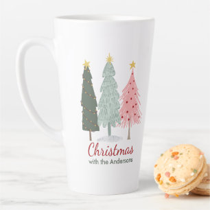 Custom Family Name Modern Minimalist Christmas  Latte Mug
