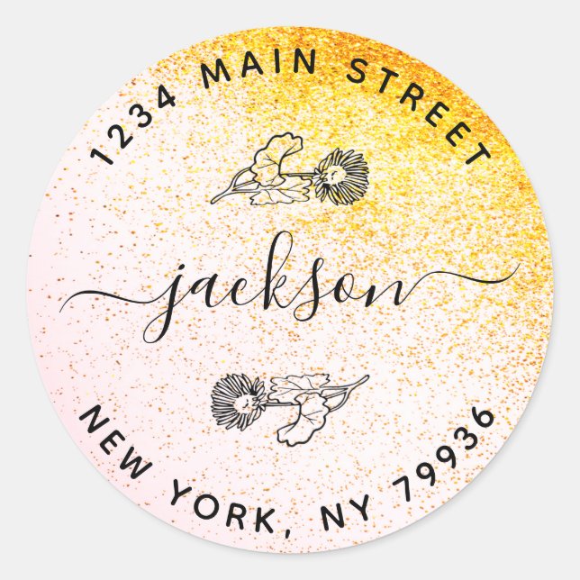 Custom Family Name Modern Return Address Classic Round Sticker (Front)
