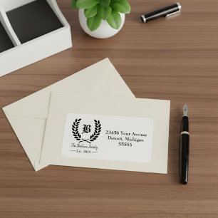 Custom Family Name Monogram Address Labels