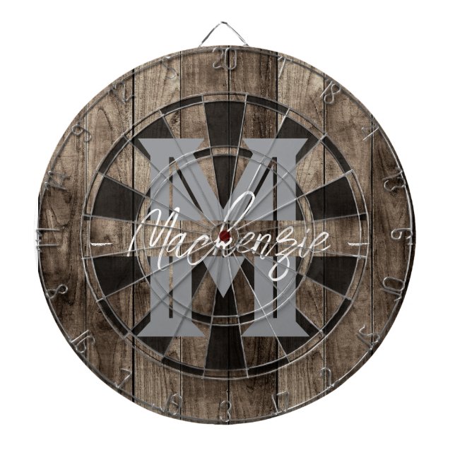 Custom Family Name Monogram Dart Board (Front)