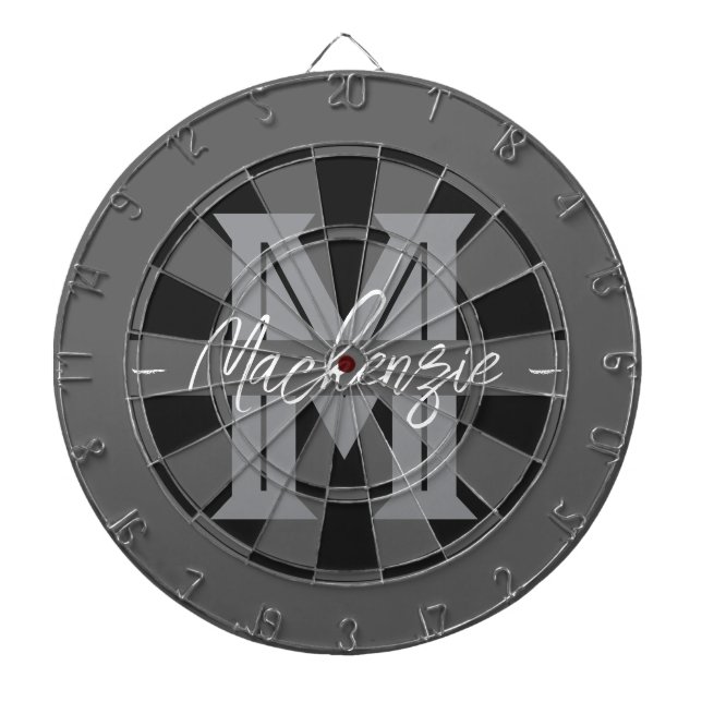 Custom Family Name Monogram Gray Dartboard (Front)