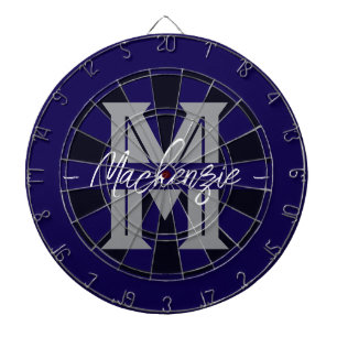 Custom Family Name Monogram Gray Dartboard