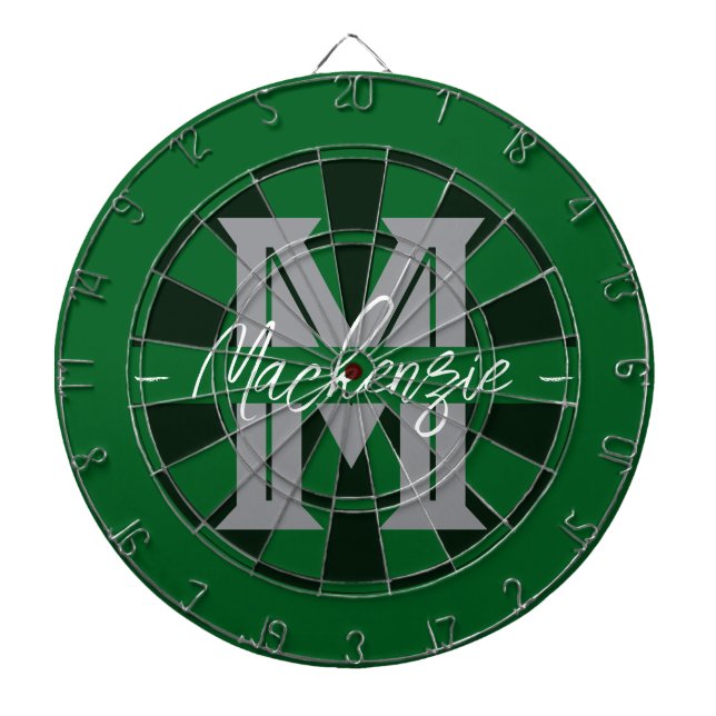 Custom Family Name Monogram Gray Dartboard (Front)