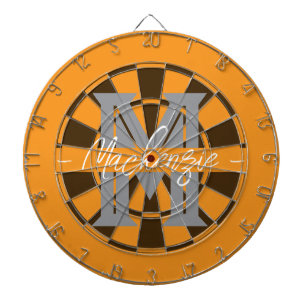 Custom Family Name Monogram Gray Dartboard