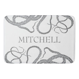 Custom family name nautical octopus kraken II Bath Mat