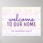 Custom Family Name Ombre Tins Pattern Welcome Poster<br><div class="desc">Custom Family Name on Pink Purple Ombre Tins Pattern Welcome Poster.</div>