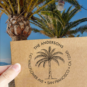 Custom Family Name Palm Tree Return Address Self-inking Stamp