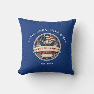 Custom Family Name Patriotic Eagle Family Throw Pi Cushion