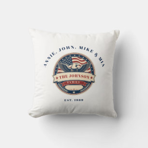 Custom Family Name Patriotic Eagle Family Throw Pi Cushion