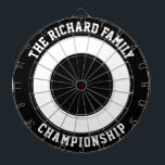 Custom Family Name Personalised Black Dartboard<br><div class="desc">Custom Family Name Personalised Black Dartboard Add a family name, and easily create your personalised family name dartboard. Click CUSTOMIZE to change the text colour or board colours. You can TRANSFER this DESIGN on other Zazzle products and adjust it to fit most of the Zazzle items. Standard Studio designs are...</div>