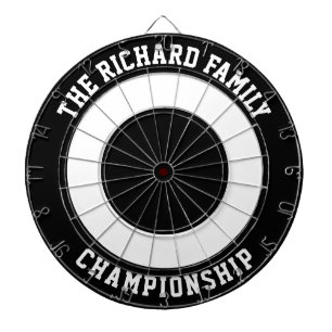 Custom Family Name Personalised Black Dartboard