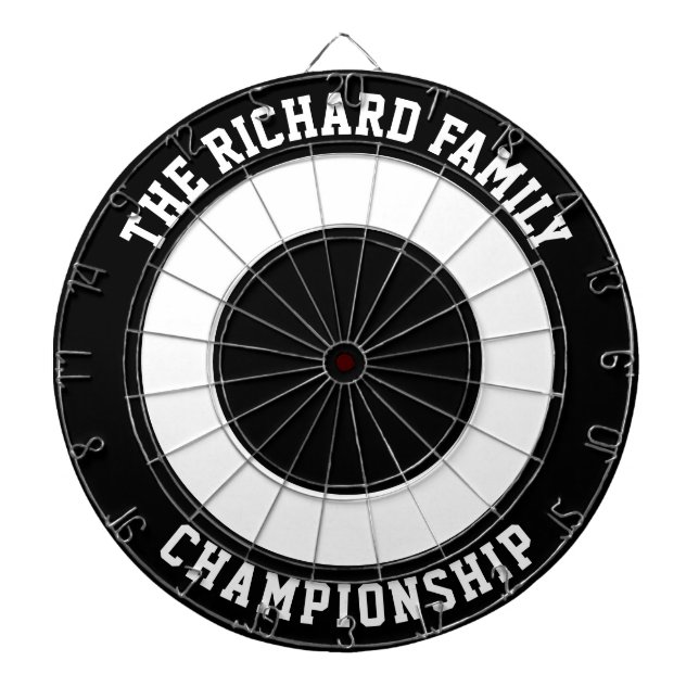Custom Family Name Personalised Black Dartboard (Front)