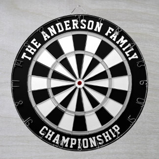 Custom Family Name Personalised Black Dartboard