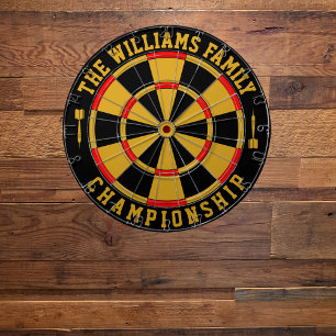 Custom Family Name Personalised Black Gold Dartboard