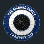 Custom Family Name Personalised Blue Dartboard<br><div class="desc">Custom Family Name Personalised Blue Dartboard Add a family name, and easily create your personalised family name dartboard. Click CUSTOMIZE to change the text colour or board colours. You can TRANSFER this DESIGN on other Zazzle products and adjust it to fit most of the Zazzle items. Standard Studio designs are...</div>