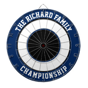 Custom Family Name Personalised Blue Dartboard