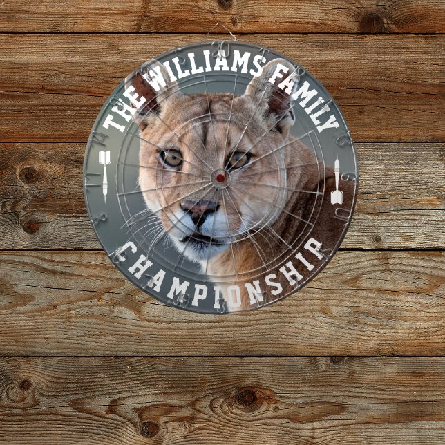 Custom Family Name Personalised Cougar Photo Dartboard (Creator Uploaded)