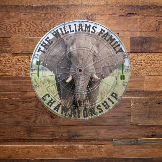 Custom Family Name Personalised Elephant Photo Dartboard (Creator Uploaded)