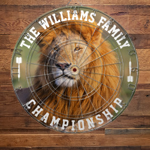 Custom Family Name Personalised Lion Photo Dartboard