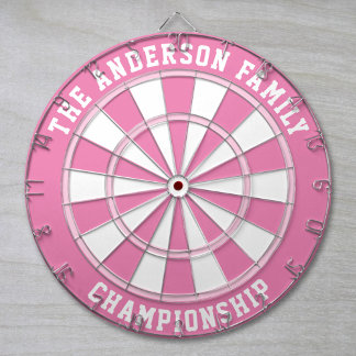 Custom Family Name Personalised Pink Dartboard