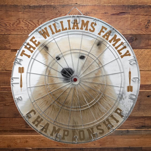 Custom Family Name Personalised Polar Bear Photo Dartboard (Creator Uploaded)