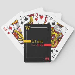 Custom family name - personalised red yellow black playing cards