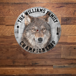 Custom Family Name Personalized Wolf Photo Dartboard