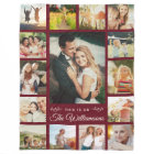 Custom Family Name Photo Collage Modern Burgundy