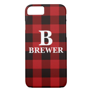 Custom Family Name Red Tartan iPhone Case