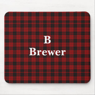 Custom Family Name Red Tartan Mouse Mat